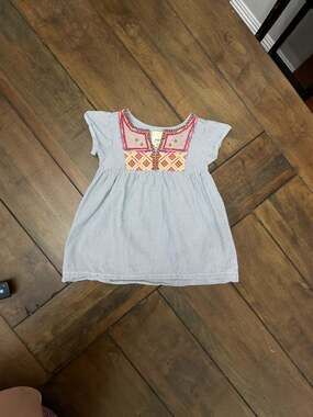 Peek Kids Toddler Girls Embroidered Seersucker Bib Top XL 18-24m